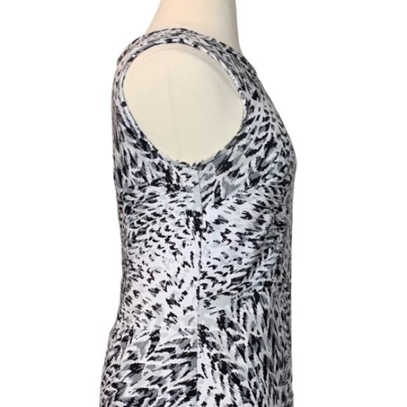 Worthington Women's Dress Sleeveless High Neck White Gray Print Sheath Large - Picture 7 of 11